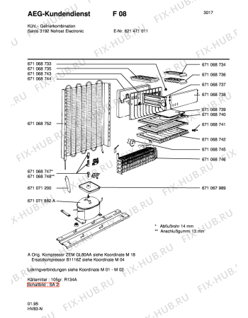 Взрыв-схема холодильника Aeg SANTO 3192 NOFROST - Схема узла Section4